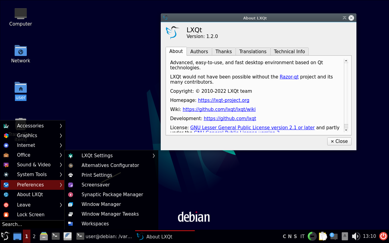 Debian LXQt 1.1