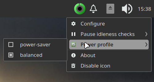Power Profiles Menu